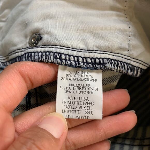 Theory Shorts Womens 28 Navy White Stripe Freeboard Mikee Zip Fly Chino Pockets - Picture 7 of 11